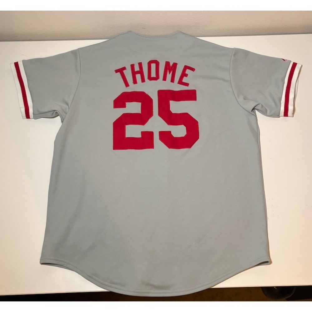 Vintage Majestic Phillies Jim Thome Jersey | Gray | XL